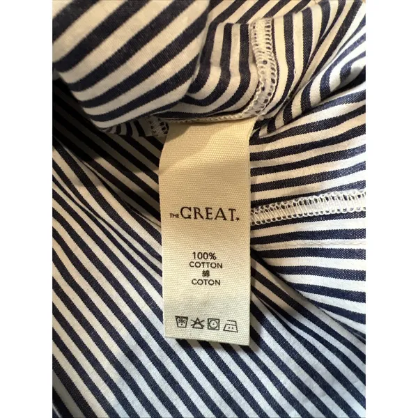 The Great. Blue & White Pinstripe Button Down Shirt Size 1 Oversized Boxy Fit - Image 5