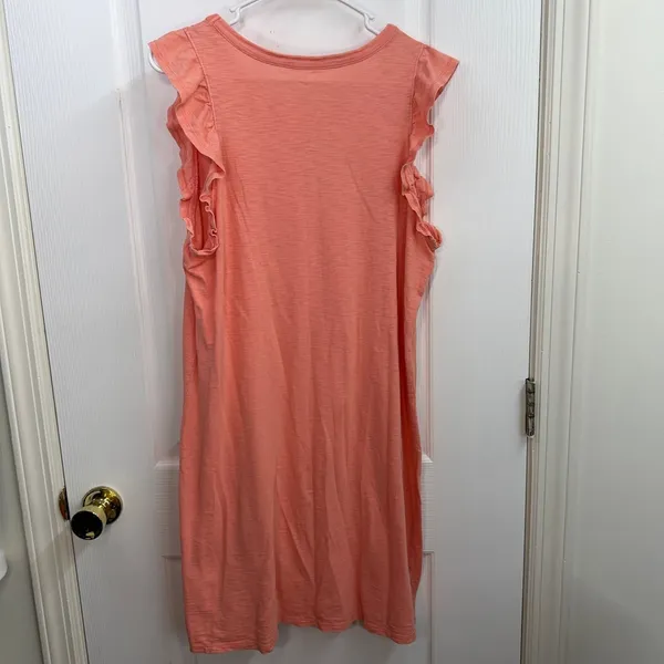 Universal Thread coral scoop‎ neck ruffle sleeve casual 100% cotton knee dress L - Image 7