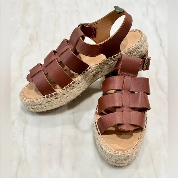 $170 NEW Free People X Barbour Paloma Espadrille Platform Fisherman Sandal 7.5 - Image 6