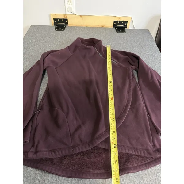 Athleta Cozy Karma Purple Fleece 1/4 Zip Mock Neck Raglan Sweatshirt M - Image 4
