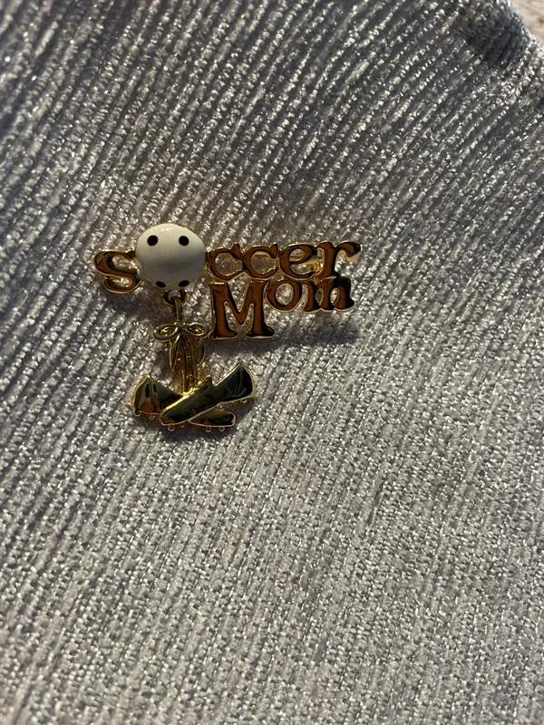 Vintage Soccer Mom Pin Brooch Ball Shoes Costume Jewelry - Image 3