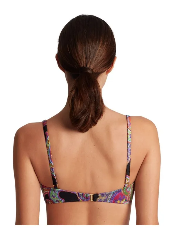NWT Lauren Ralph Lauren U-Wire Bikini Top Swim Bordado Paisley Black Multi 12 - Image 2