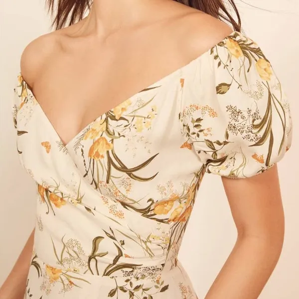 Reformation Pearl Midi Dress Aurora Floral Cream - Image 3
