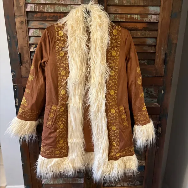 HIPPIE SHAKE HEROES Breaking Hearts Penny Lane Coat - Brown and Gold - Image 3