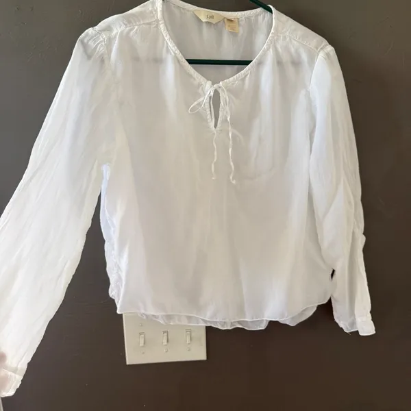 J. Jill White Cottage Fairy Danity Tie Blouse Womens Medium Long Sleeve Boho Top - Image 3