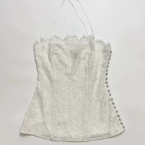 HELSA The Forever Audrey Lace Camisole Elegant White Lace Top S - Image 6