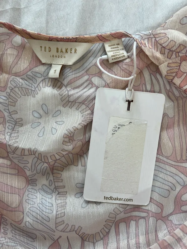 NWT Ted Baker Irvete Soft Ruffle Chiffon Playsuit Romper Coral Pink Size 1 - Image 6