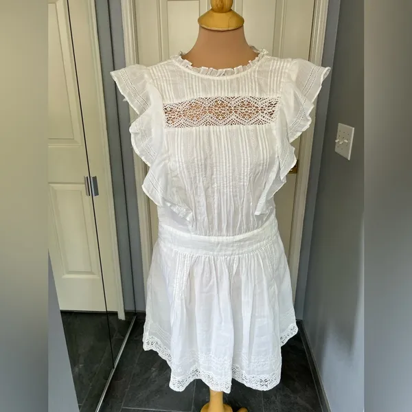 Frame Lace Pintuck‎ Ruffle White Dress Ethereal Peasant - Image 2