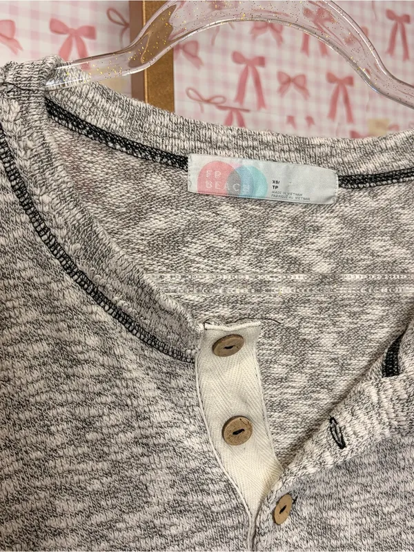Free People Beach Women's Gray Endless Summer Sleep To Dream Shirt Casual Comfy - Image 2