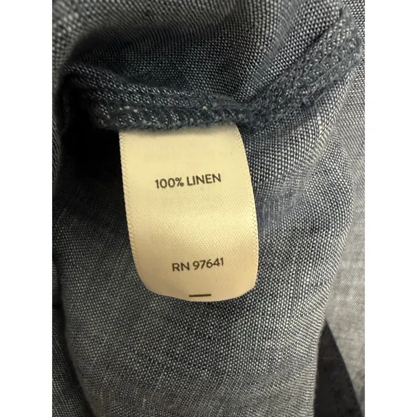 J. Jill Love Linen Denim Chambray Navy Trim Shift Dress Medium Tall NEW - Image 3