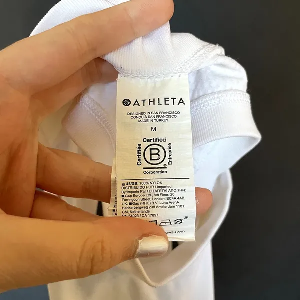 Athleta cropped high neckline compression racerback top women's size M nylon‎ - Image 5