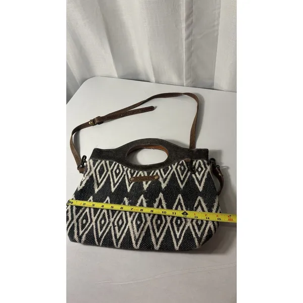 Myra Bag Azure Printed Aztec Womens Brown Tan Canvas Leather Print Boho Shoulder - Image 12