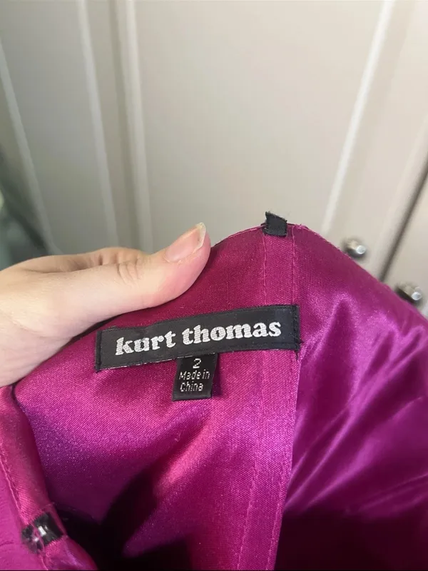 Y2K Kurt Thomas 100% Silk Strapless Ruffle Cocktail Dress - Image 14