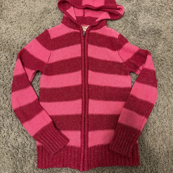 Y2K Early 2000’s Pink Stripe Glitter Sweater Hoodie - Image 3