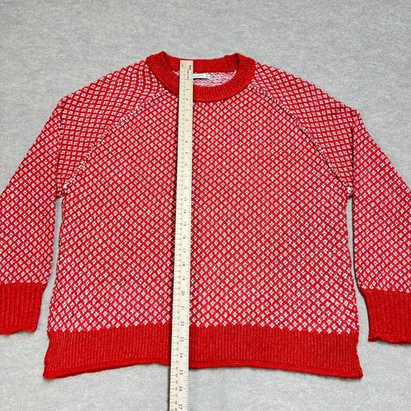 Staccato Womens Red White Geometric Knit Raglan Pullover Sweater Size L‎ Preppy - Image 5
