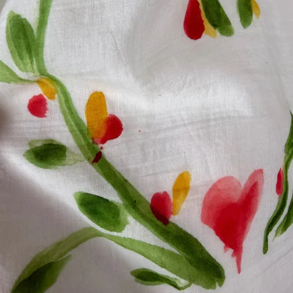 NWT Banjanan‎ Oana Puff Sleeve Top XS Watermelon Wat Artsy Silk Blend Cottage - Image 7
