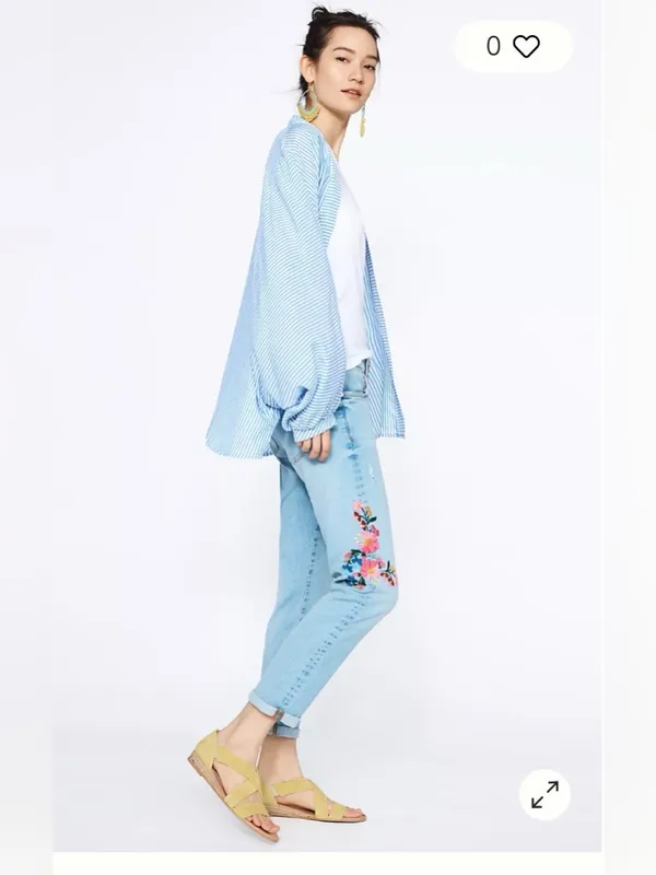 Anthropologie Pilcro Light Blue Embroidered ankle Jeans - SZ:30 - Image 2