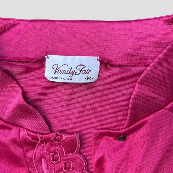 Vintage Vanity Fair Hot Pink Pajama Set Women’s Medium Short Sleeve Top & Pants - Image 4