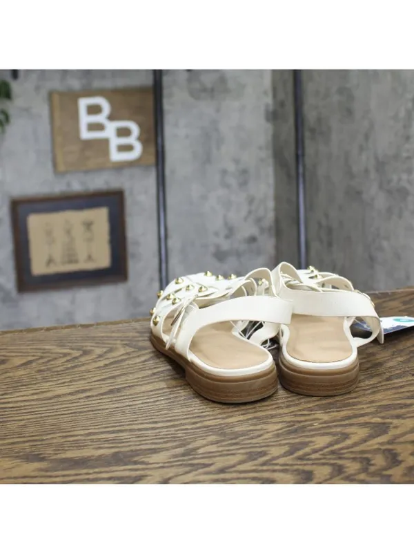 Universal Thread Womens Winnie Studded Fisherman Sandals White / Gold 8M - Image 4