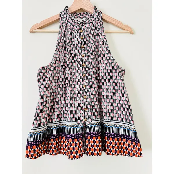 Anthropologie Women's Blouse Top‎ Shirt Maeve Prema Flora Small Button High Neck - Image 6