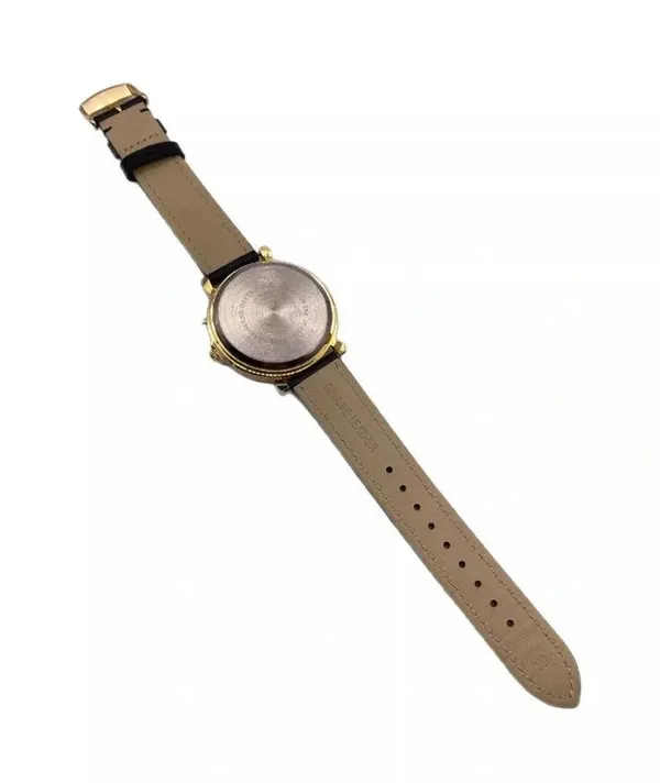 Vintage Christmas Watch Gold Tone Genuine Leather Band Holiday Elves New Battery - Image 8