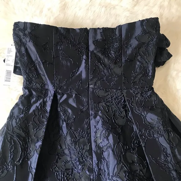 ANTONIO‎ MELANI Strapless Cocktail Dress Size 4 Navy Blue Midi Embroidered New - Image 10