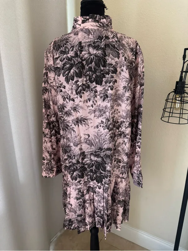 Tuckernuck Pink Toile Print Ruffle Collar Mini Dress Size M Cottagecore - Image 10