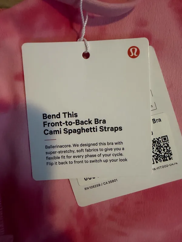 Lululemon Bend this front to back bra cami spaghetti straps A-C Strawberry Smoothie S/M NWT - Image 9