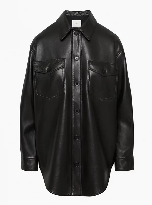 Aritzia Leather Shirt Jacket - Image 2