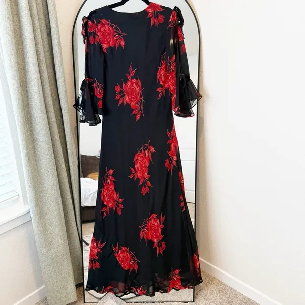 VTG Ash &‎ Sara Babydoll Maxi Dress Medium Y2K Fairy Romantic Sequins Chiffon - Image 6