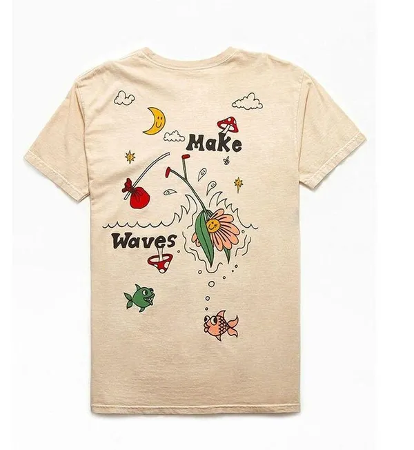 Pacsun 100% Cotton Keep Going Growing Make Waves Crew Neckline Novelty T-Shirt M - Image 3