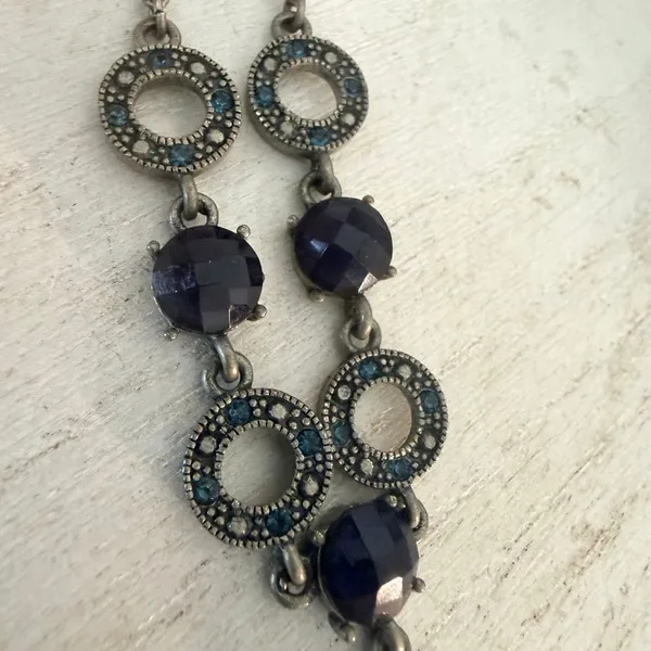 Vintage Avon NR Blue Crystal Rhinestone Y Drop Necklace - Image 3
