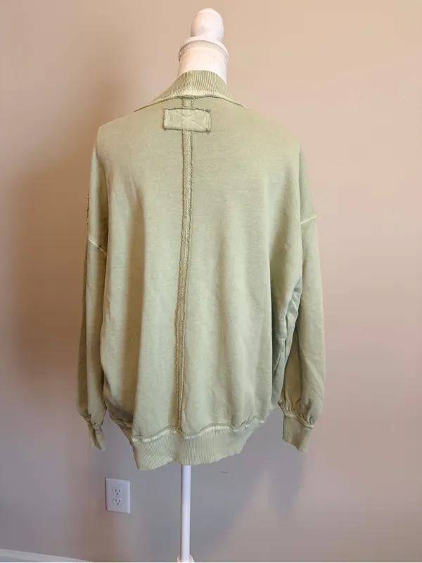 Free People Green Palm Springs Pullover oversized woman's size XS NWOT - Image 5