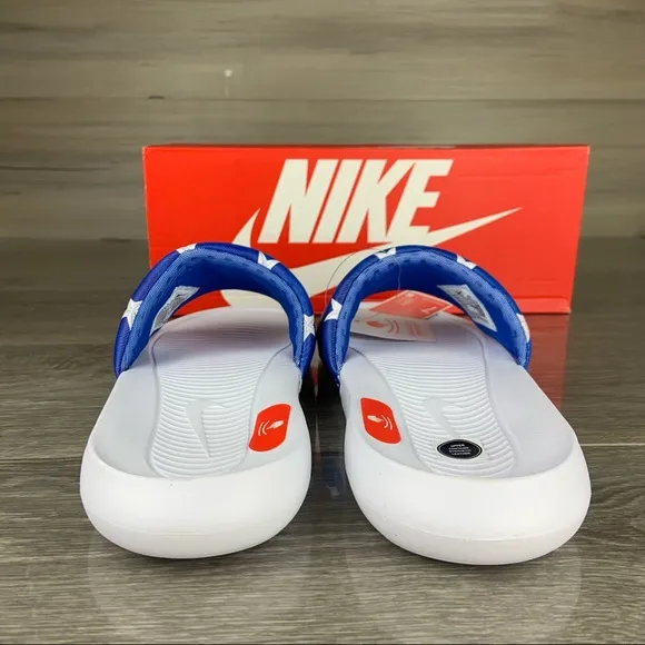 Red White Blue Patriotic USA Nike Star Print Slides,Mens 7, Womens 8.5 - Image 6