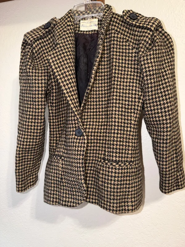 Vintage Herringbone Blazer Sports Suit Jacket unisex 80s 90s business office - Image 2