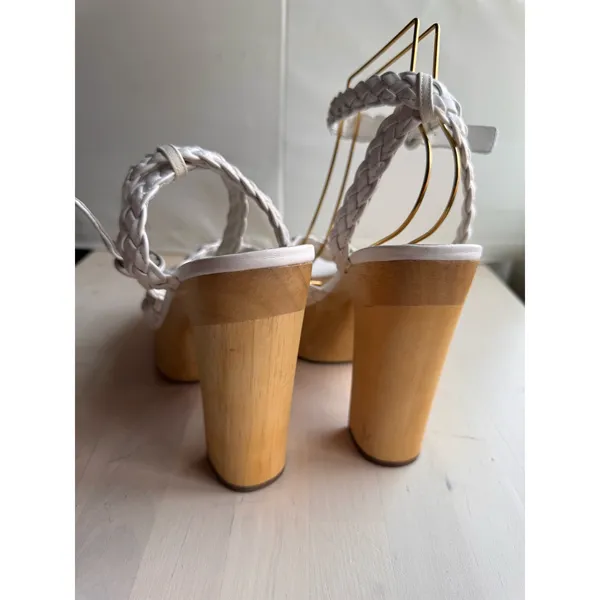 Veronica Beard Gael White Braided Leather Ankle Strap Platform Sandals 9 - Image 10