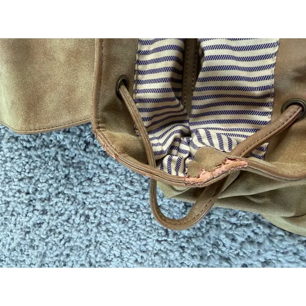 Urban Expression Tan Faux Suede Buckle Backpack Camel Distressed Boho Bag - Image 5
