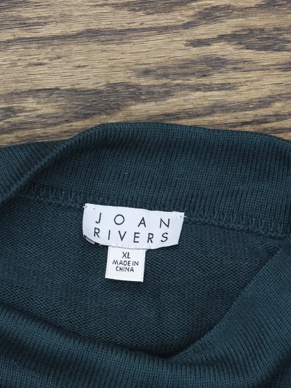 NEW Joan Rivers Wardrobe Builders Funnel Neck Long Sleeve Sweater Green XL - Image 3