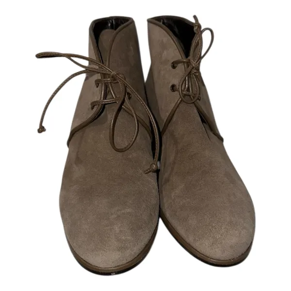 Stuart Weitzman Women's‎ Suede Taupe Kalahari Wedge Ankle Boots Size 10 Lace-Up - Image 3