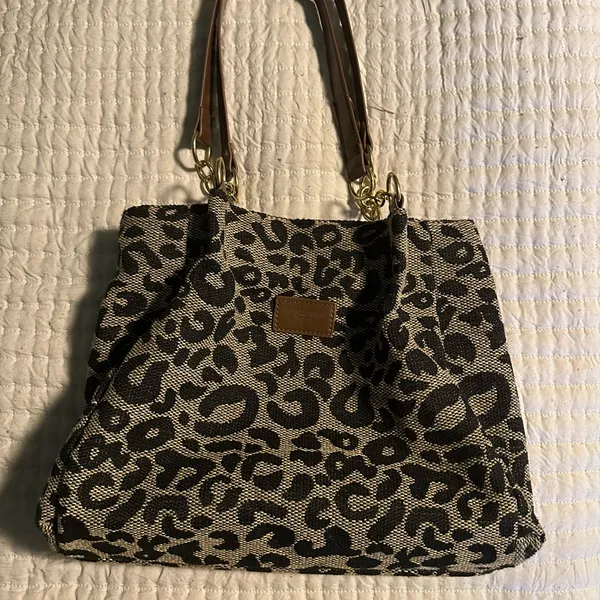 Baelaanan & Bag Leopard Print Tote Bag with Brown Handles - Image 4