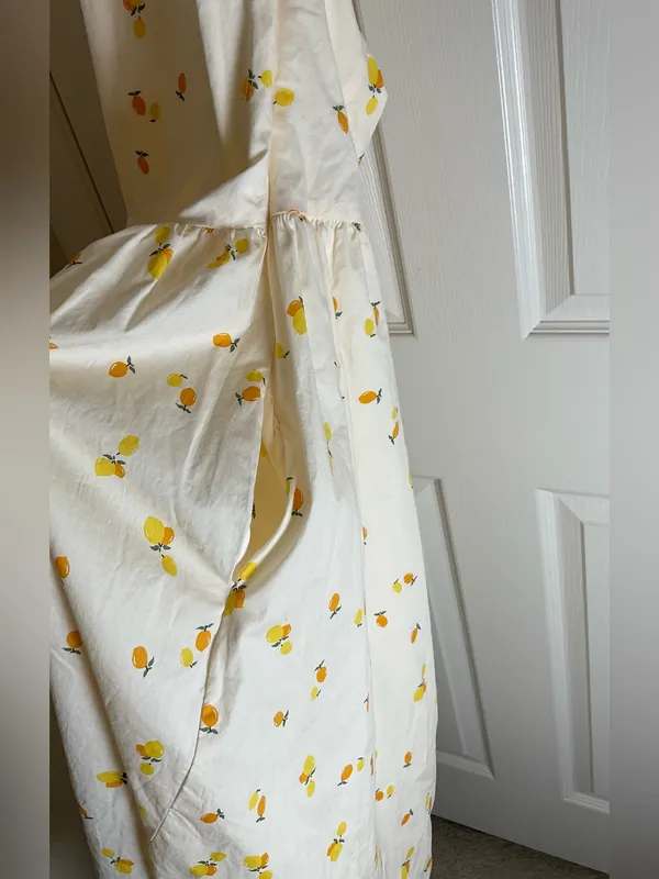 ZARA Lemon Print Halter Midi Dress Cream Yellow NWT Size M - Image 5