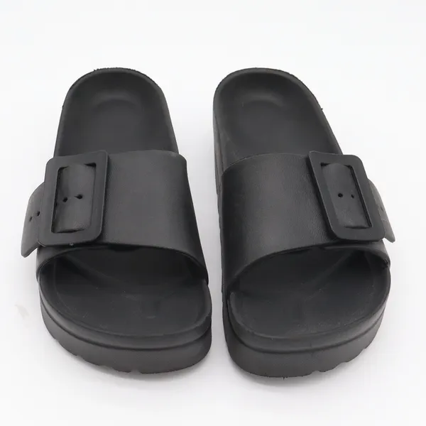 Unbranded Sandals Womens 6 Slide Platform Black Buckle Lightweight Excellent - Image 3