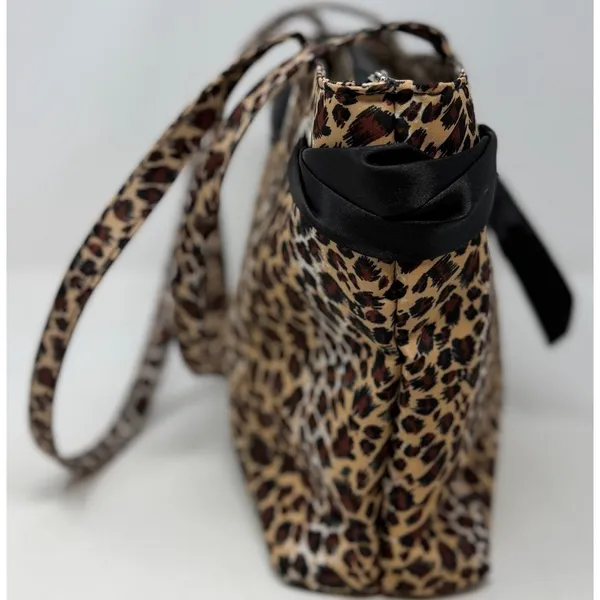 Women's Animal Print Handbag Three Sections Side Zipper Two Side Pockets - Image 2