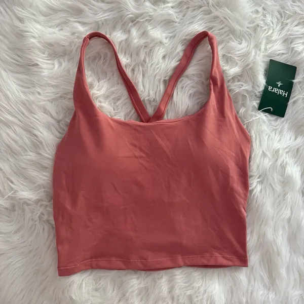 Halara Crisscross Backless Built In Bra Tank Top Blooming Dahlia Size Medium - Image 3
