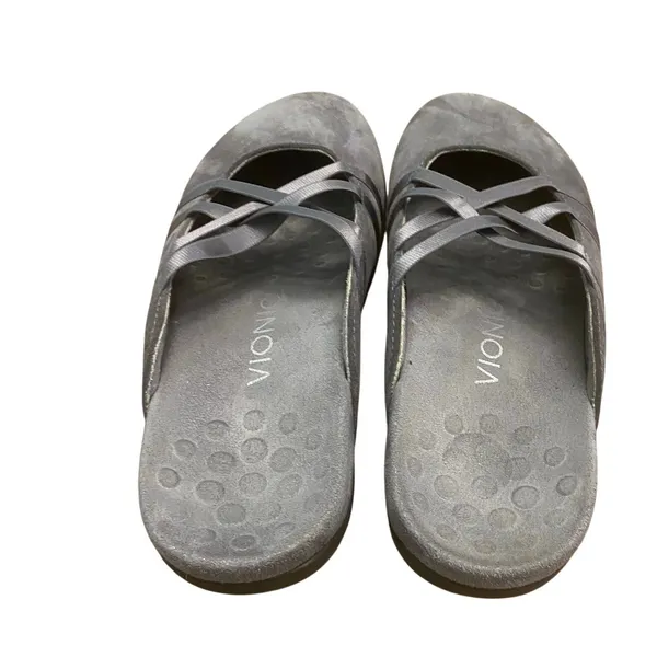 Vionic Claire Gray Suede Slide Sandals Orthotic Comfort Women’s 6 Travel Walking - Image 4