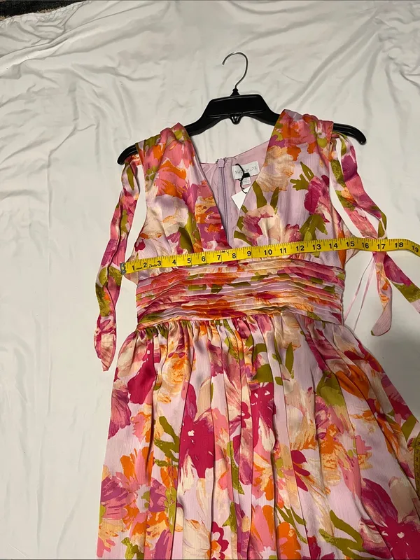 Sugarlips Pink Floral V-Neck Tie-Shoulder Maxi Dress - Image 4