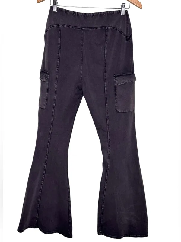 Out From Under Aria Cargo Flare Pants Washed Grey Medium Lounge Urban Outfitters - Image 7