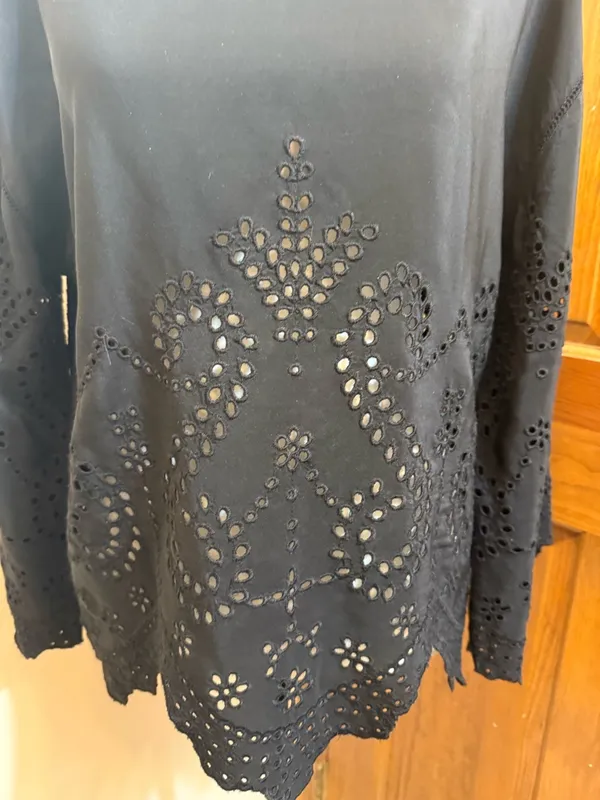 Ulla Johnson Black Eyelet Althea Cutwork Blouse 100% silk size 4 - Image 13