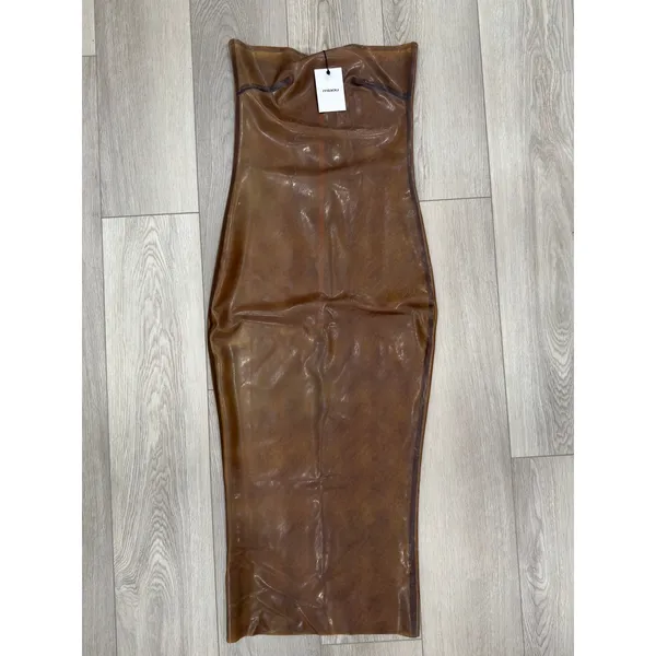 Miaou Lila Midi Dress Leopard Natural Latex Strapless Semi Sheer S NWT $495 - Image 2
