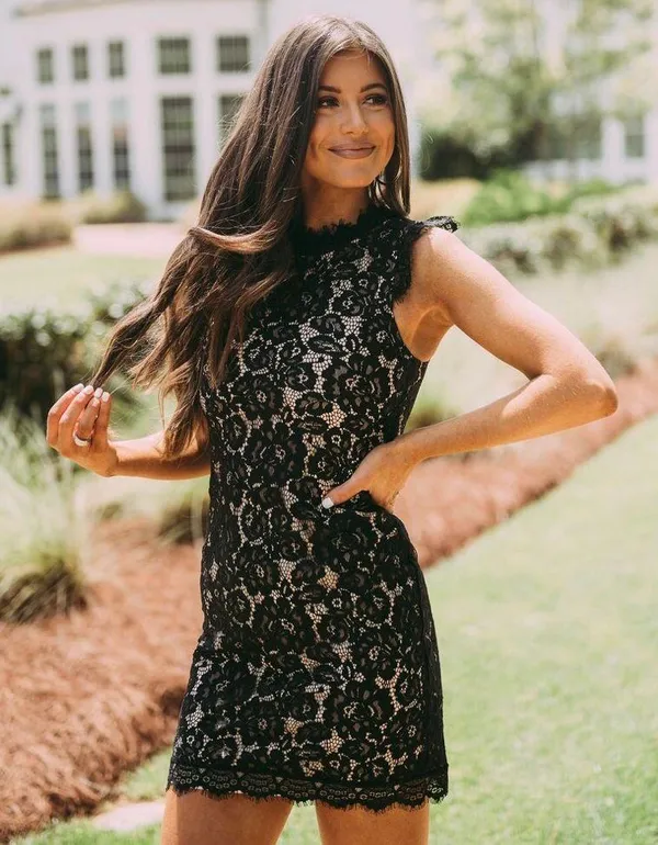 These Three Boutique Mock Neck Bodycon Lace Dress - Image 3